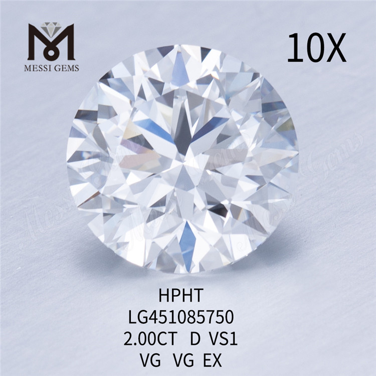 Diamanti sintetici sciolti D VS da 2 ct Diamanti rotondi da laboratorio HTHP