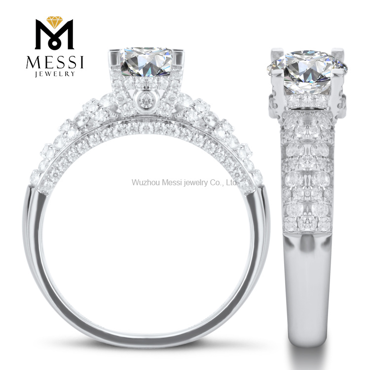 Anello da sposa in oro bianco 1 carato con moissanite