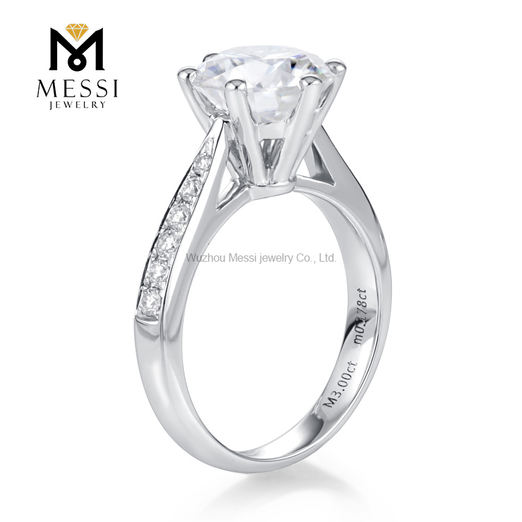 Anello da sposa in oro bianco moissanite 3 carati da donna