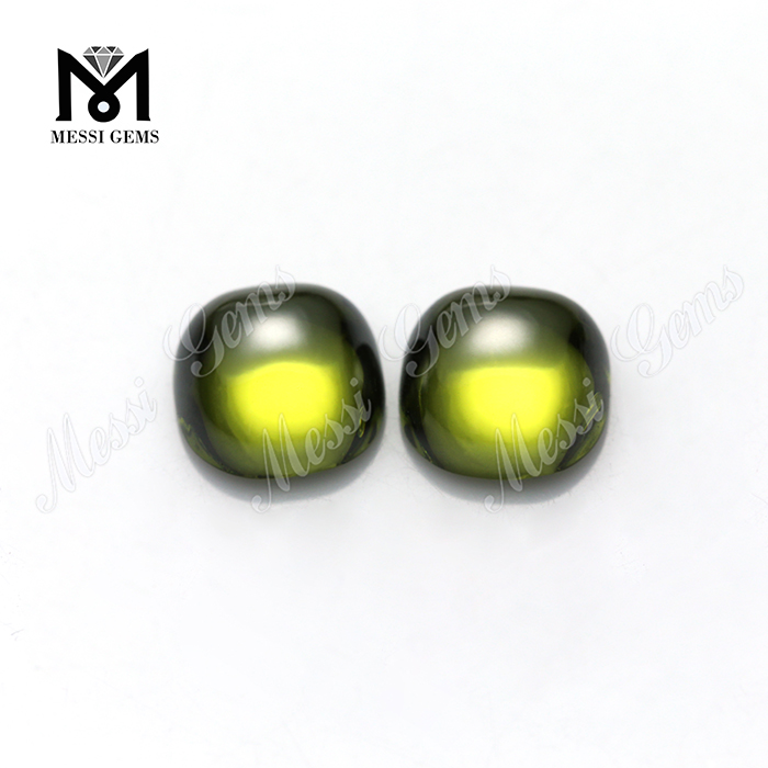 Olive color play or fire Cushion-CAB cubic zirconia prezzo all'ingrosso 10x10mm