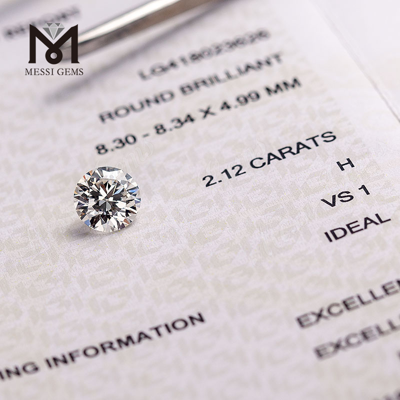 Diamante sintetico certificato H/VS1 3EX IGI da 2,12 ct per la produzione di diamanti coltivati ​​in laboratorio all'ingrosso in fabbrica di anelli