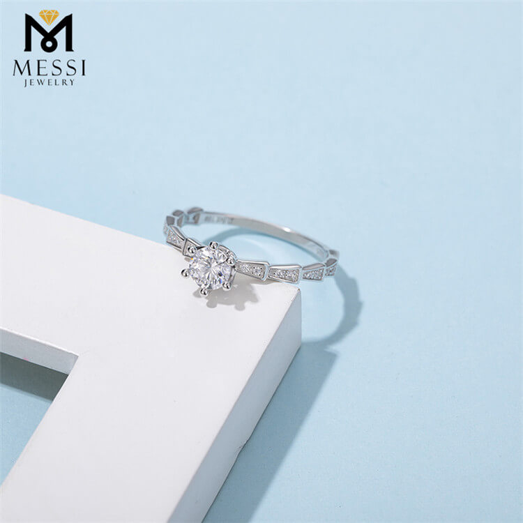 Wuzhou prezzo di fabbrica anello in argento 1ct anello di diamanti moissanite