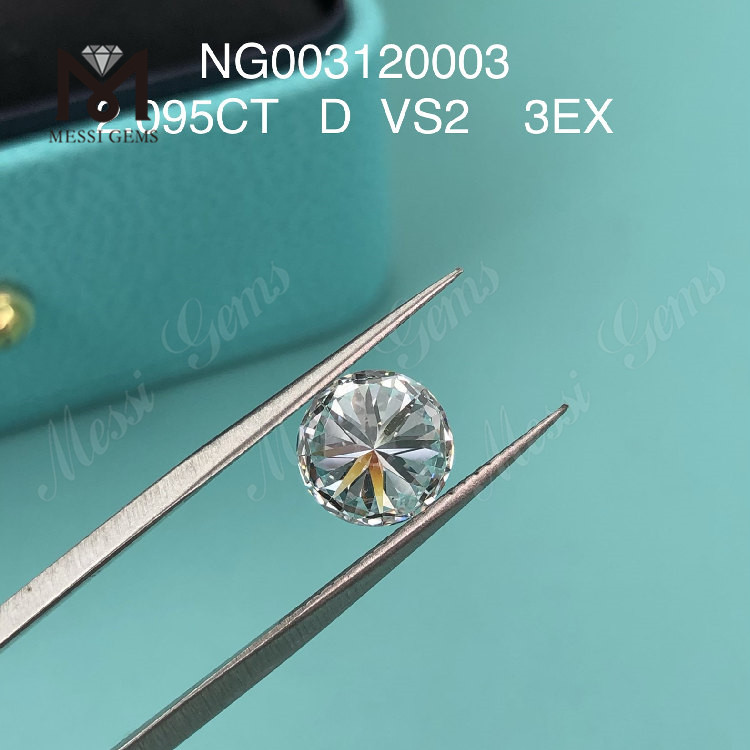 Commercio all\'ingrosso di diamanti cvd tondi di grado taglio D VS2 EX da 2,095 ct