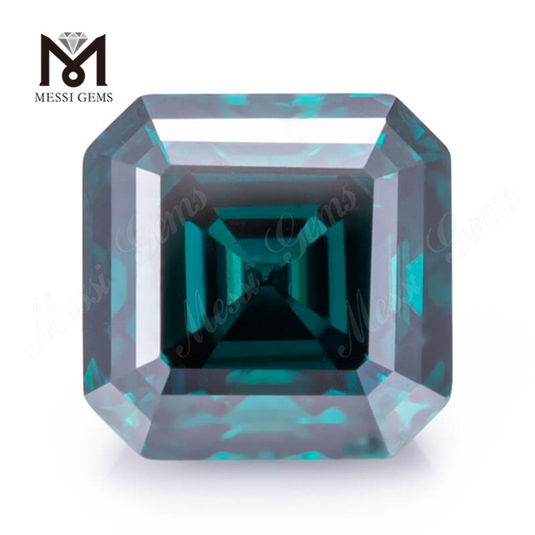 Loose Stones Factory Teal Color Asscher Cut Moissanite sintetica
