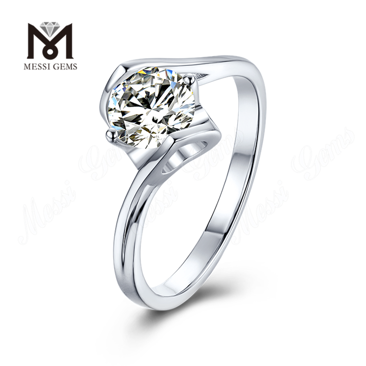 Messi Gems semplice 1-3ct DEF moissanite anello in argento sterling 925 donna anello d'argento da indossare ogni giorno