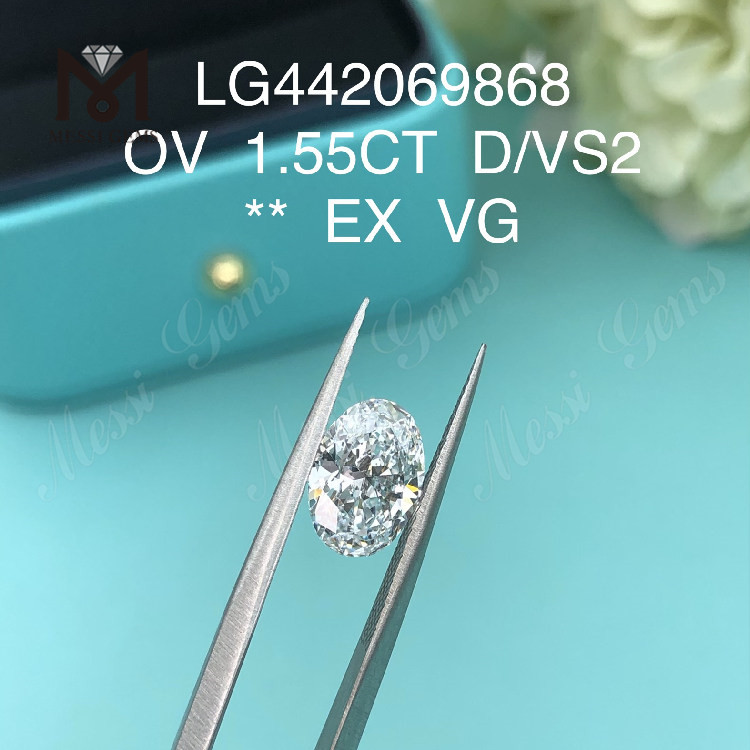 1.55 carati OVALE BRILLANTE D diamante coltivato in laboratorio 1.5 carati