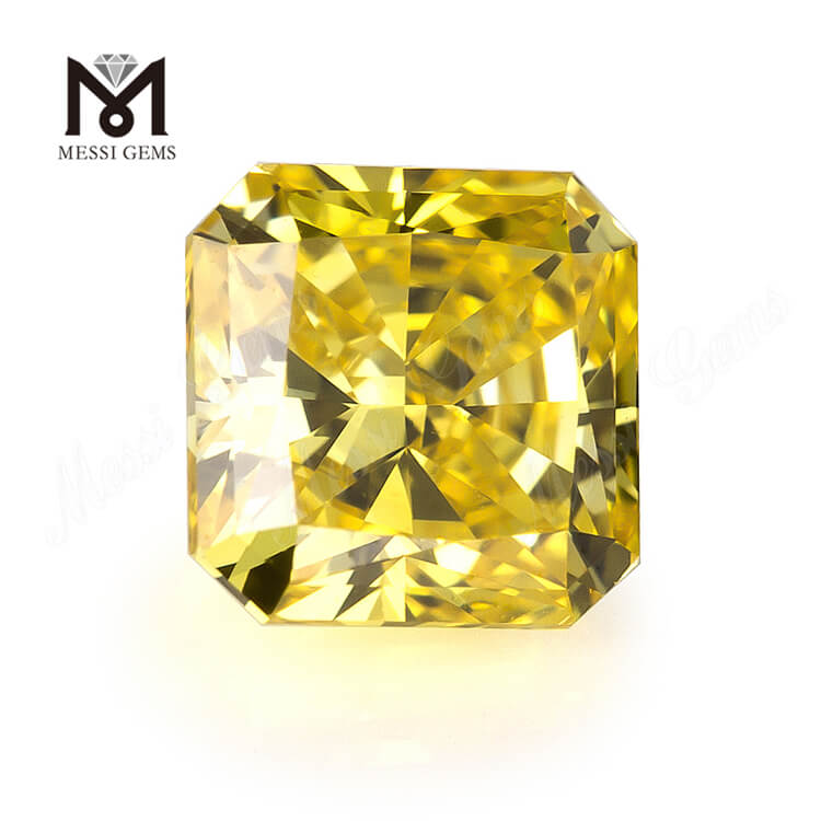1,04 ct Radiant man made yellow diamonds Fancy Vivid Yellow Color Cut