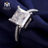 Anello in oro bianco 14k 18k con diamante coltivato in laboratorio a taglio princess quadrato per gioielli da donna