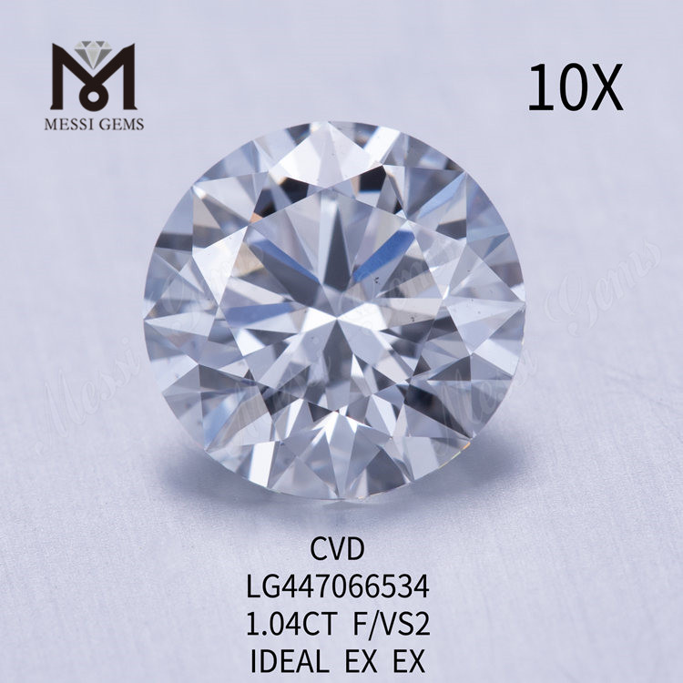 1,04 carati F VS2 Rotondo BRILLANTE IDEALE Diamanti tagliati artificialmente