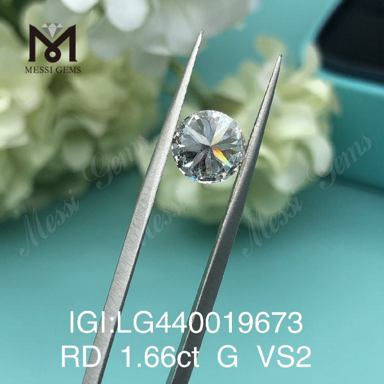 1,66 carati G VS2 IDEAL Diamante rotondo coltivato in laboratorio