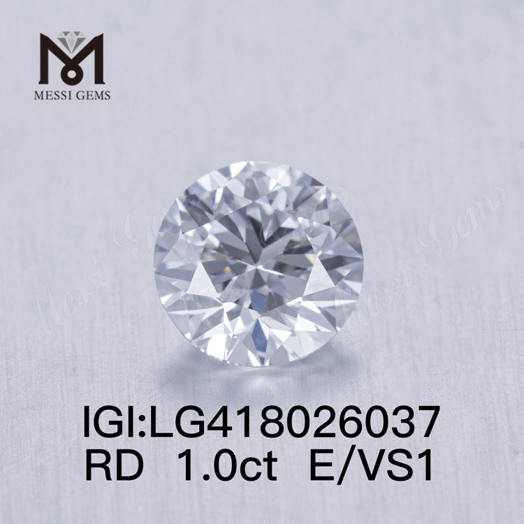 Diamante coltivato da laboratorio E/VS1 EX VG da 1 carato Rotondo
