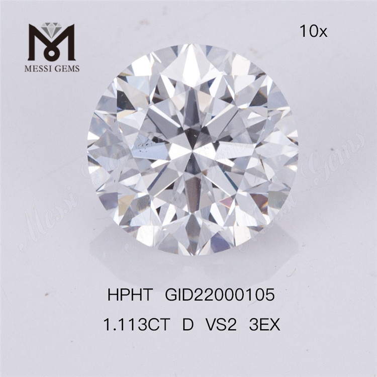 1.11ct D VS2 ID 3EX Diamante coltivato in laboratorio HPHT Prezzo di fabbrica Taglio rotondo 