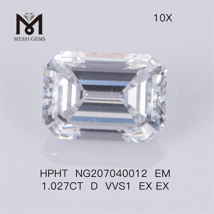 Diamante sintetico taglio smeraldo 1.027CT D VVS1 EX EX