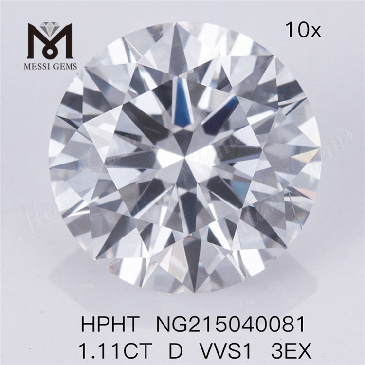 Diamante artificiale rotondo sciolto da 1,11 ct D VVS1 3EX Diamanti da laboratorio HPHT
