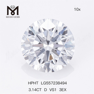 Diamante coltivato in laboratorio 3.14CT D VS1 3EX HPHT IGI