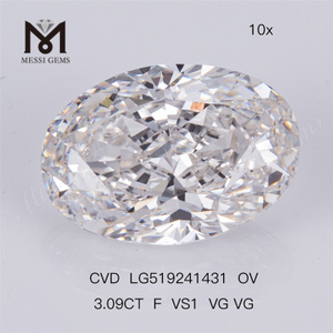 3.09ct F VS1 VG VG OVAL CVD IGI Certificato laboratorio diamanti