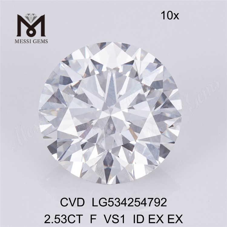 2.53CT F VS diamante da laboratorio sciolto all'ingrosso RD forma diamanti coltivati ​​in laboratorio 2.5 carati in vendita
