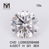 Diamante coltivato in laboratorio 4.02CT H SI1 3EX CVD IGI