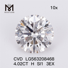 Diamante coltivato in laboratorio 4.02CT H SI1 3EX CVD IGI