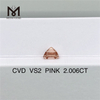 Prezzo all\'ingrosso di diamanti coltivati ​​in laboratorio con taglio Asscher rosa da 2,006 carati Diamante rosa da laboratorio economico