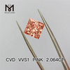 Fornitori di diamanti coltivati ​​in laboratorio rosa da 2,064 ct prezzo all\'ingrosso diamante rosa sintetico cvd