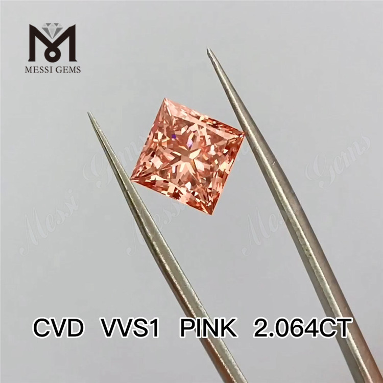 Fornitori di diamanti coltivati ​​in laboratorio rosa da 2,064 ct prezzo all'ingrosso diamante rosa sintetico cvd