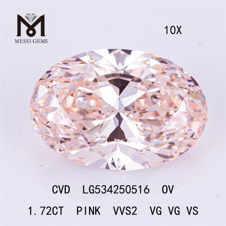 Diamante da laboratorio di forma ovale con diamante rosa vvs cvd da 1,72 carati prezzo economico