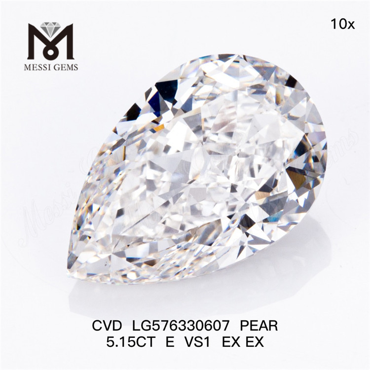5.15CT E VS1 EX EX EX personalizzato PEAR diamanti coltivati ​​in laboratorio CVD LG576330607