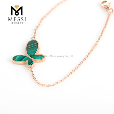 Bracciale in malachite per gioielli in oro rosa 18 carati 14 carati 10 carati per donna