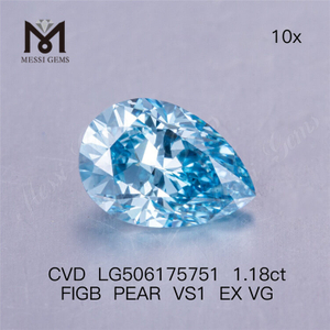 Diamante da laboratorio IGI taglio a pera da 1,18 ct blu