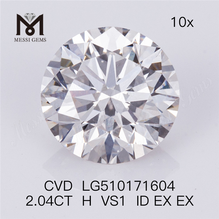 Diamante sintetico da 2,04 ct con taglio rotondo H VS1 Cvd Diamond all'ingrosso