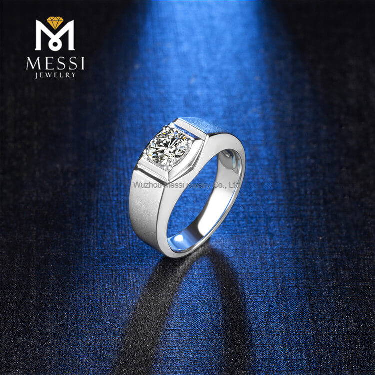 Prezzo all\'ingrosso di fabbrica 925 anelli di gioielli in argento Moissanite Anello uomo Moissanite per uomo