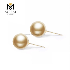 Gioielli unici e di lusso da 9-10 mm Orecchini con perle dorate dei mari del sud di design 18k