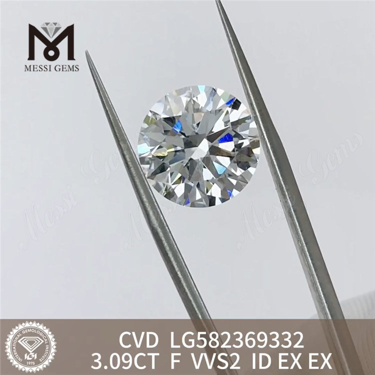 3.09CT F VVS2 ID EX EX LG582369332 diamanti cvd in vendita丨Messigems