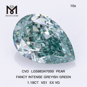 1.18CT VS1 EX VG FANCY INTENSO VERDE GRIGIASTRO Forma a pera Verde pera Cvd Diamante LG586347000