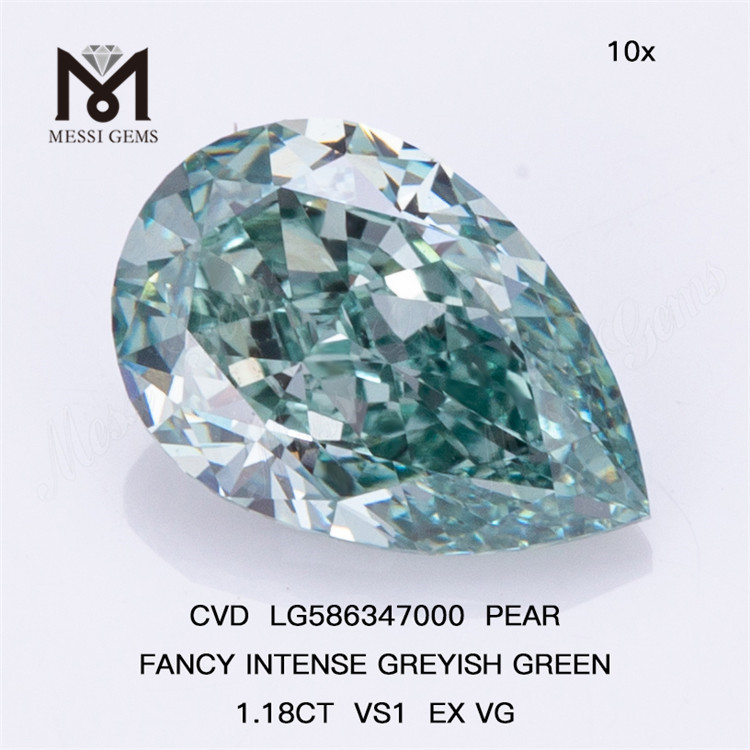 1.18CT VS1 EX VG FANCY INTENSO VERDE GRIGIASTRO Forma a pera Verde pera Cvd Diamante LG586347000