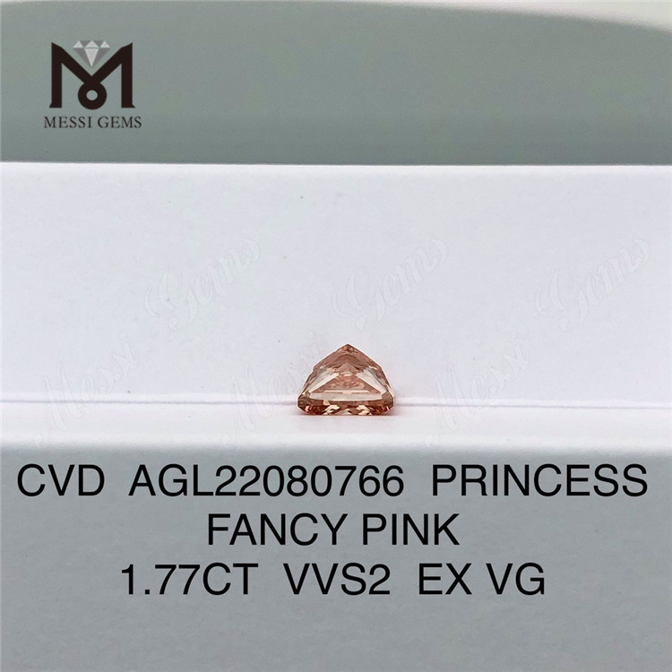 Diamanti da laboratorio all\'ingrosso da 1,77 ct rosa VVS2 EX VG CVD PRINCESS FANCY PINK AGL22080766