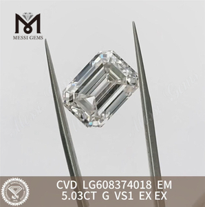 5.03CT G VS1 Diamanti sintetici taglio smeraldo online Sparkle with Confidence丨Messigems CVD LG608374018
