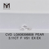 3.11CT F VS1 PEAR Cvd Diamante sciolto Eleganza sostenibile per designer丨Messigems CVD LG608398808