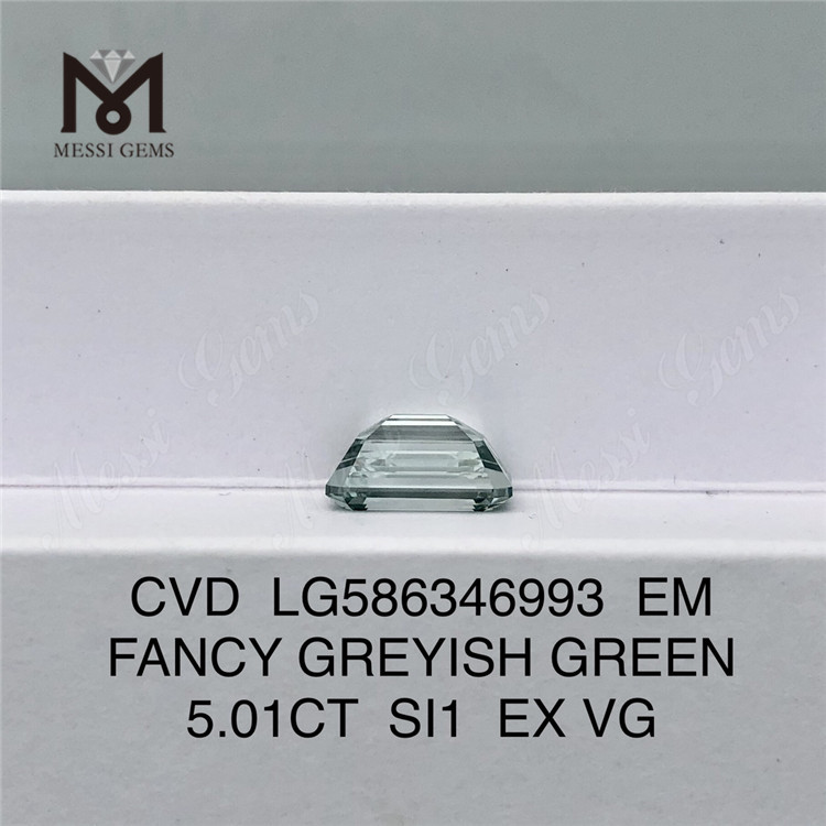 Diamanti da laboratorio taglio smeraldo da 5 ct verdi SI1 EX VG EM FANCY VERDE GRIGIASTRO MAN MADE CVD LG586346993 