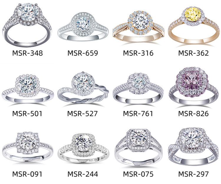 14 anelli di fidanzamento con taglio aureola in oro 18 carati Gioielli in oro bianco Regalo da donna Design classico più venduto 