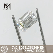 Diamanti lavorati sciolti da 4 ct taglio smeraldo da 4,12 ct VVS2 LG611369349丨Messigems