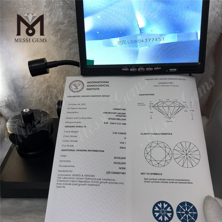 Diamanti certificati igi da 2,44 ct D VVS1 Diamante sciolto conveniente per designer di gioielli丨Messigems LG604377451