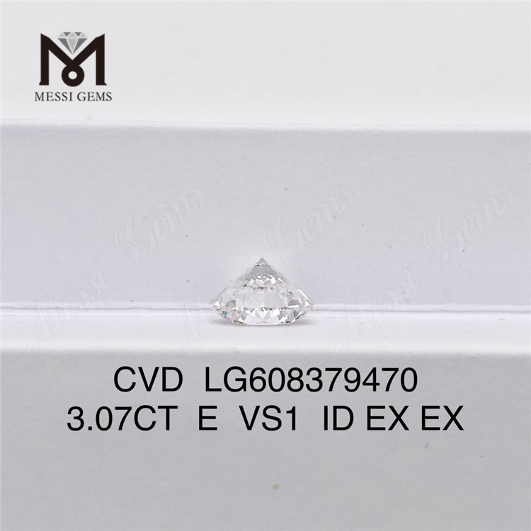 3.07CT E VS1 RD Diamante sintetico CVD da 3 ct LG608379470 per impostazioni personalizzate丨Messigems 
