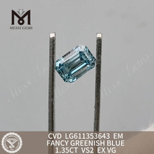 Diamanti coltivati ​​in laboratorio certificati igi EM VS2 FANCY GREENISH BLUE da 1,35CT丨Messigems LG611353643 