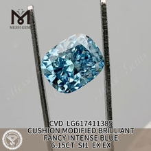 CUSCINO DA 6,15CT SI1 FANCY INTENSE BLUE, pietre preziose coltivate in laboratorio, sciolte, certificazione IGI Perfezione丨Messigems CVD LG617411385