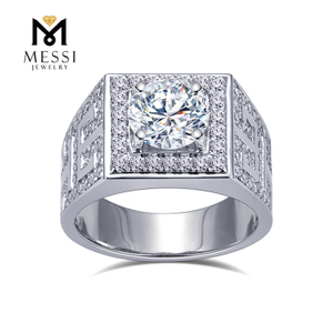 Anello di fidanzamento con diamanti da laboratorio per matrimonio da uomo in fede nuziale da 10k Uomo丨Messijewelry