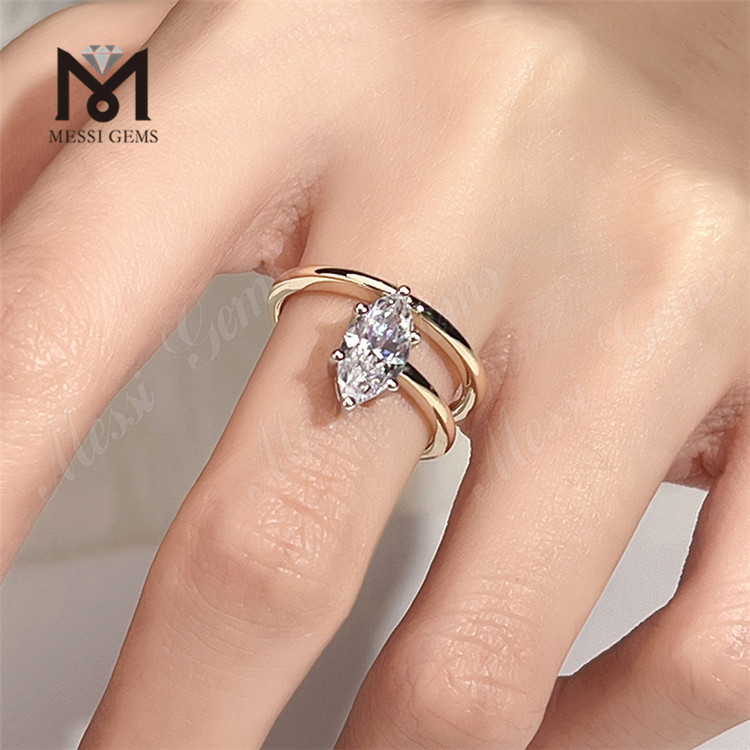 anello di diamanti marquise con fede nuziale