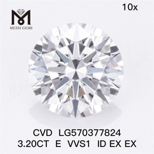 3.20CT E VVS1 ID EX EX Diamante sintetico da 3 carati