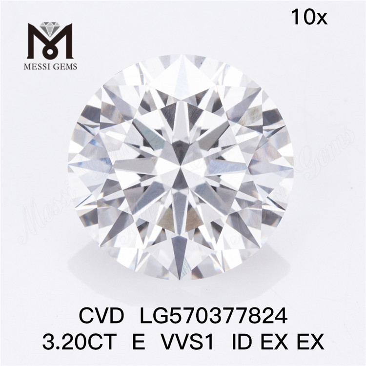 3.20CT E VVS1 ID EX EX Diamante sintetico da 3 carati